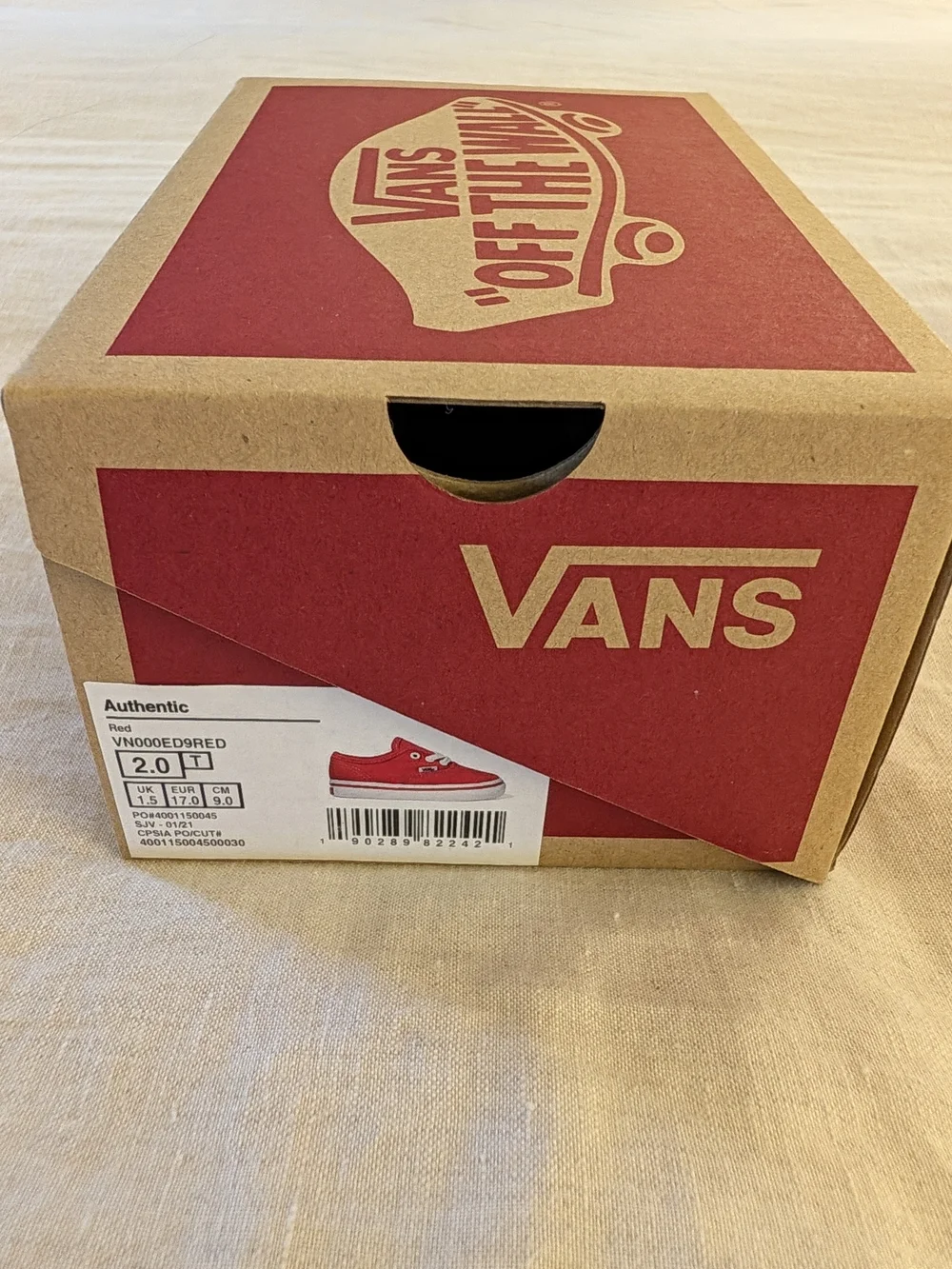 Vans Authentic Red Canvas Toddler Lace-Up Shoes